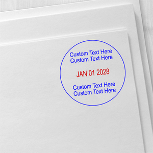 2 Line Top 2 Line Bottom Round Dater Stamp Imprint Example