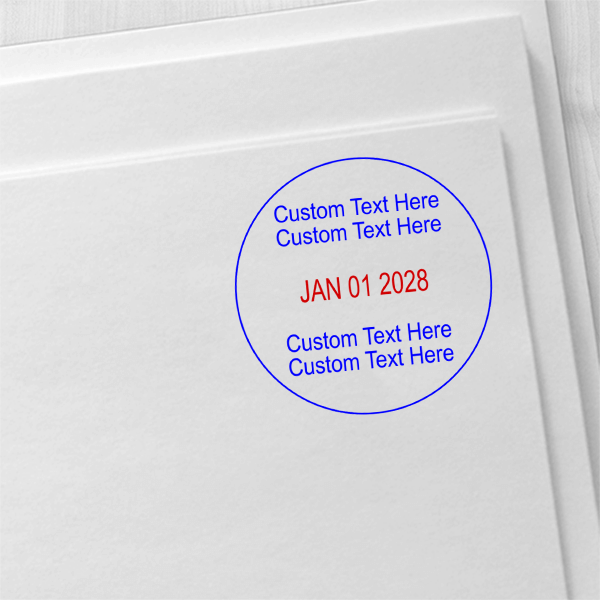 2 Line Top 2 Line Bottom Round Dater Stamp Imprint Example