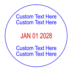 Custom 2 Line Top 2 Line Bottom Round Dater