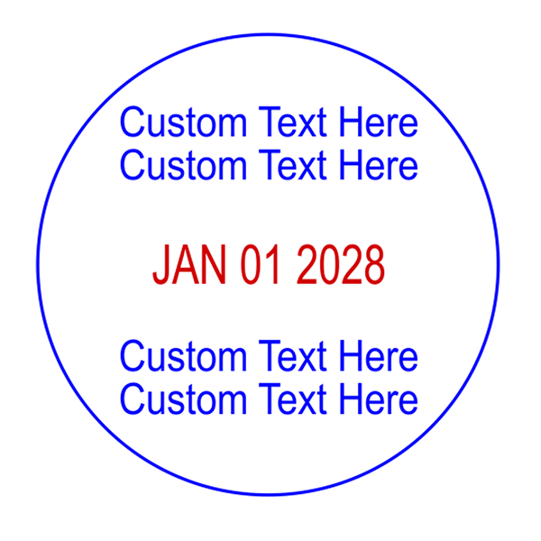 Custom 2 Line Top 2 Line Bottom Round Dater