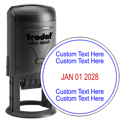 2 Line Top 2 Line Bottom Round Dater Stamp