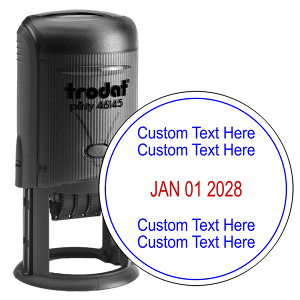 2 Line Top 2 Line Bottom Round Dater Stamp