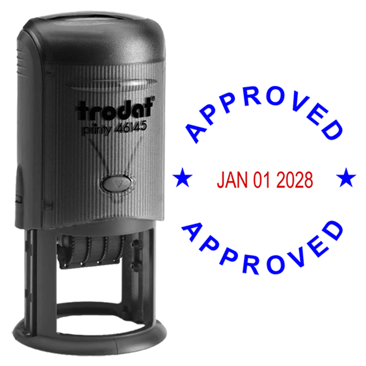Round Self-Inking Dater Approved Stamp Body and Design