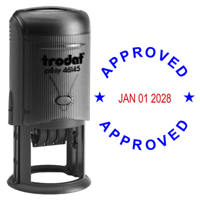 Round Self-Inking Approved Stamp with Date - alternate view