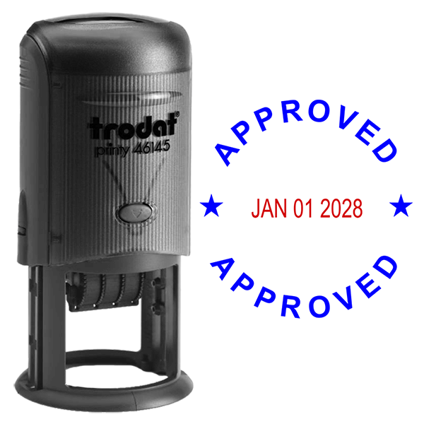 Round Self-Inking Dater Approved Stamp Body and Design