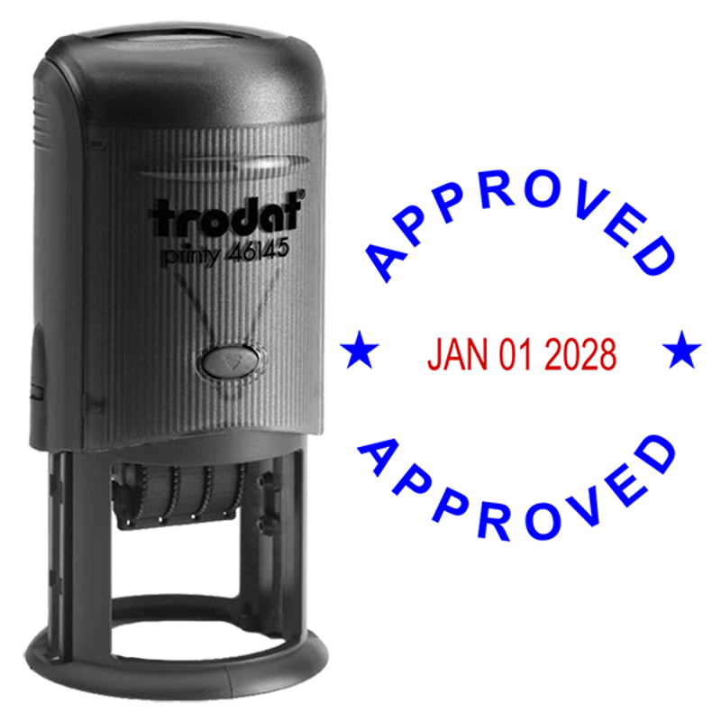Round Self-Inking Dater Approved Stamp Body and Design