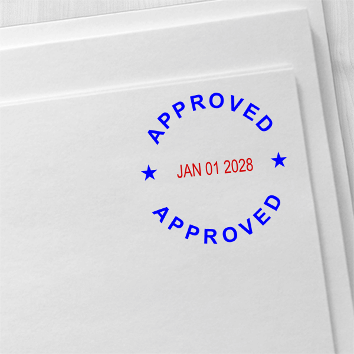 Round Self-Inking Dater Approved Stamp Imprint Example