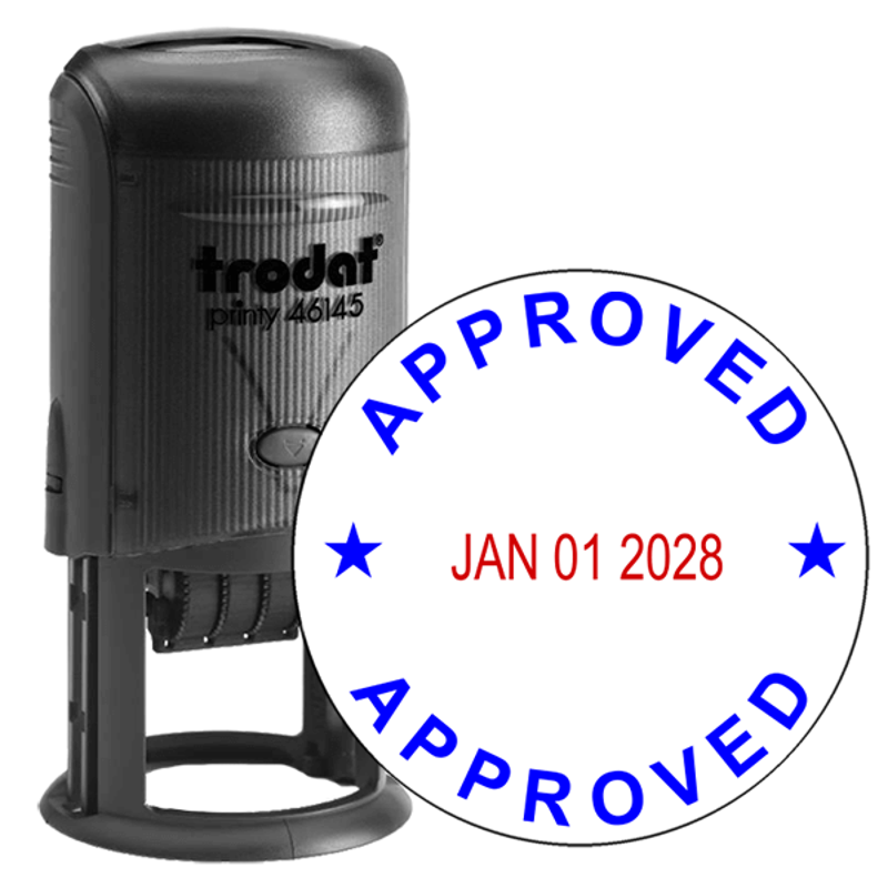 Round Self-Inking Dater Approved Stamp
