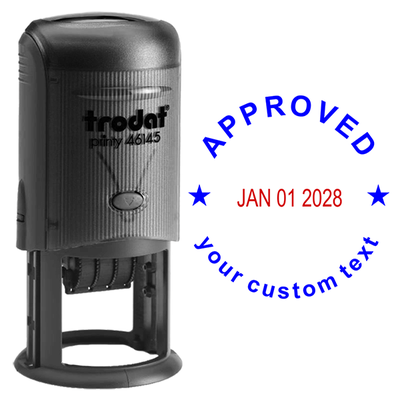 Date Approved Round Stamp with Custom Text - alternate view