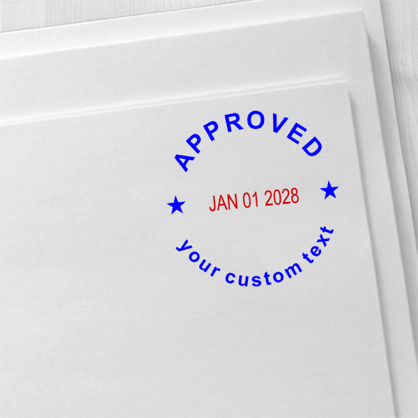 Custom Approved Round Dater Stamp Imprint Example