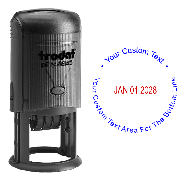 Custom Text Round Dater Stamp Body and Design