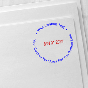 Custom Text Round Dater Stamp Imprint Examples on Envelopes