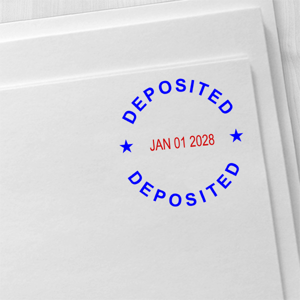 Round Self-Inking Dater Deposited Stamp Imprint Example