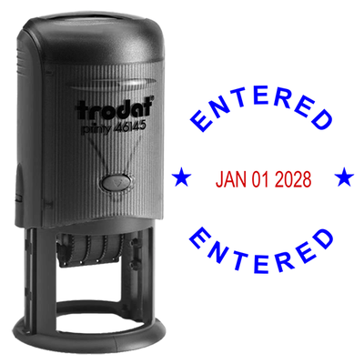 Round Self Inking Entered Stamp with Date - alternate view