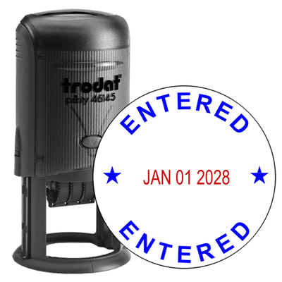 Round Self-Inking Dater Entered Stamp