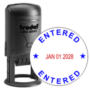 Round Self Inking Entered Stamp with Date