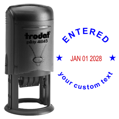 Round Entered Stamp with Date and Custom Text - alternate view