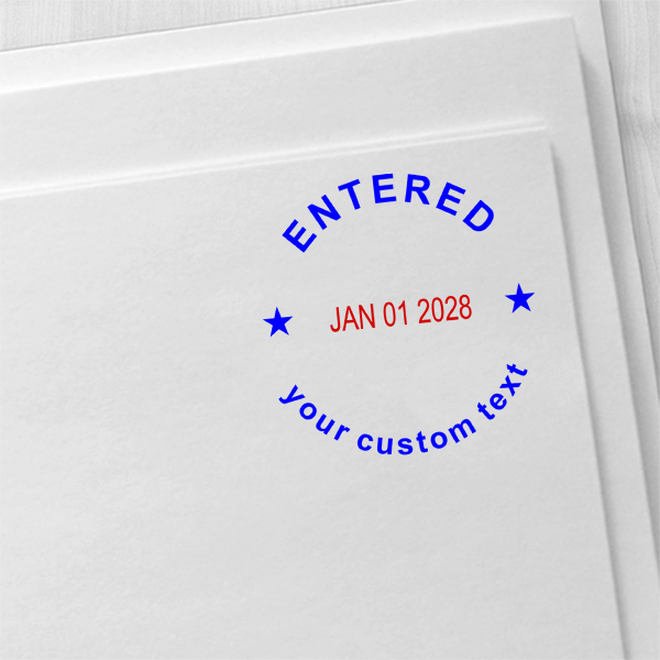 Custom Entered Round Dater Stamp Imprint Example
