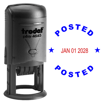 Round Self-Inking Posted Date Stamper - alternate view