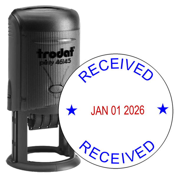 Round Self-Inking Received Stamp with Date