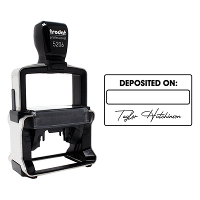 Deposited On with Custom Script Name Financial Stamp - alternate view