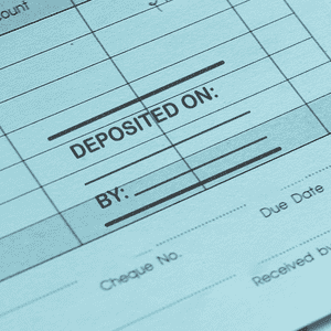 Custom Write in Deposited On Financial Stamp in Use