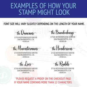 It helps to visualize how your stamp may look with your information. Check out these impressions made with the Duncan Address Stamp