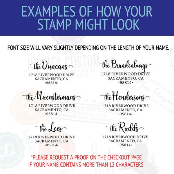 Examples of impressions created by this stamp