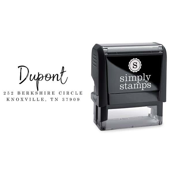 Custom Self-Inking Address Stamp, 3 Line Personalized Return Address, Dupont Rectangle Script Design, Trodat 4914 or Trodat 4926 Engraved Rubber Stamp