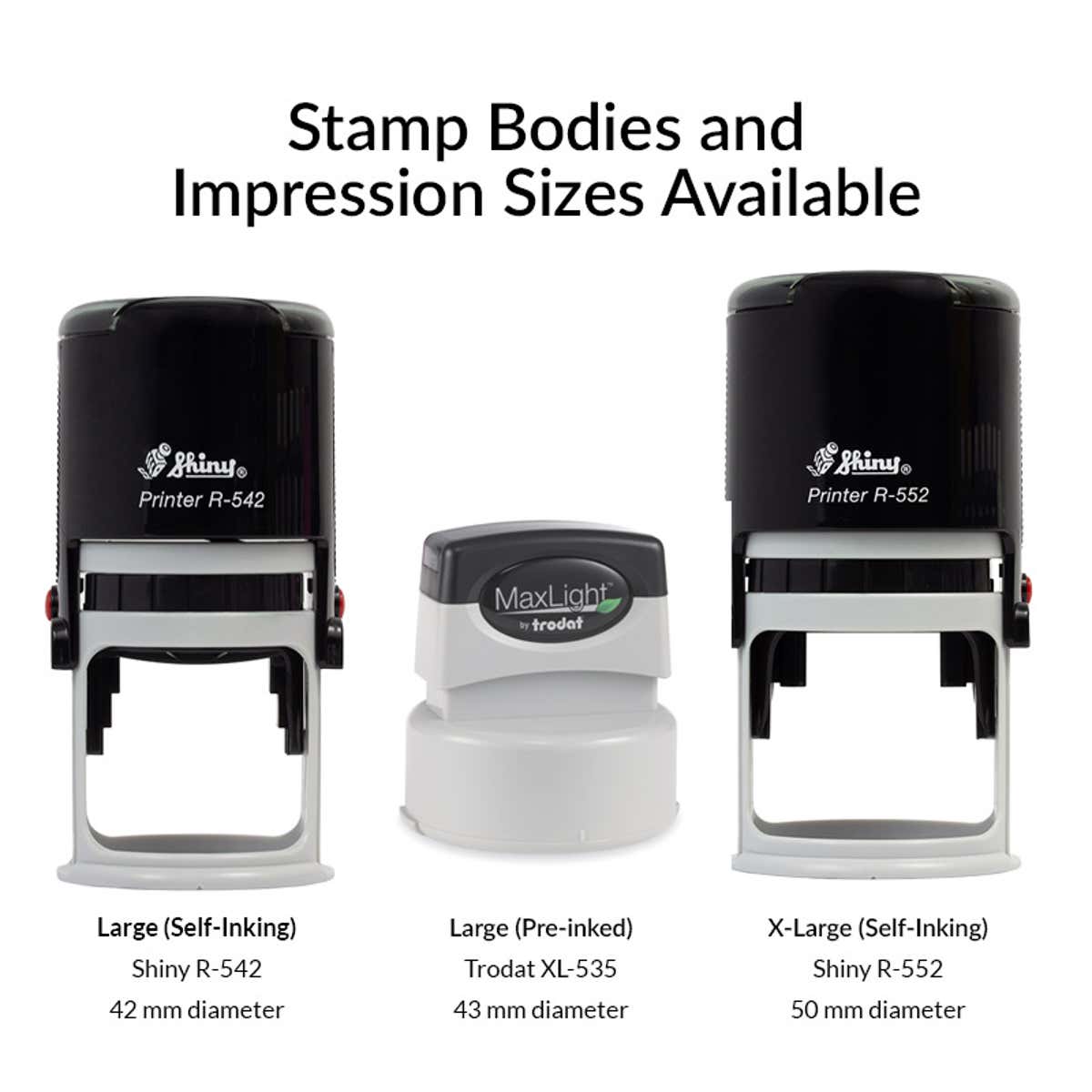 The Design Your Own Round Stamp Design comes in the following sizes