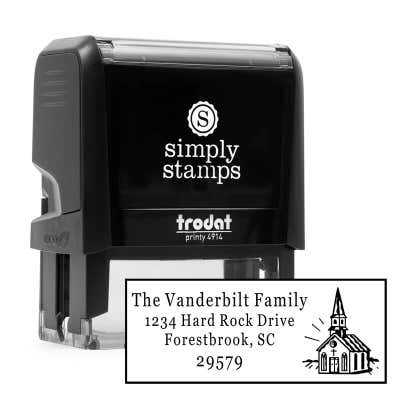 Church Building Rectangle Address Stamp - alternate view