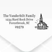 Church Building Rectangle Address Stamp