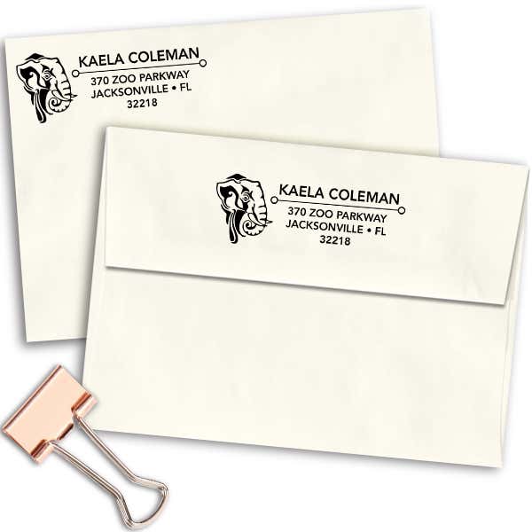Tribal Elephant Address Stamp Imprint Example