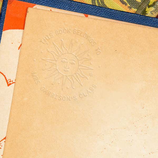 Example of Modern Sun Custom Book Embosser Impression in Book
