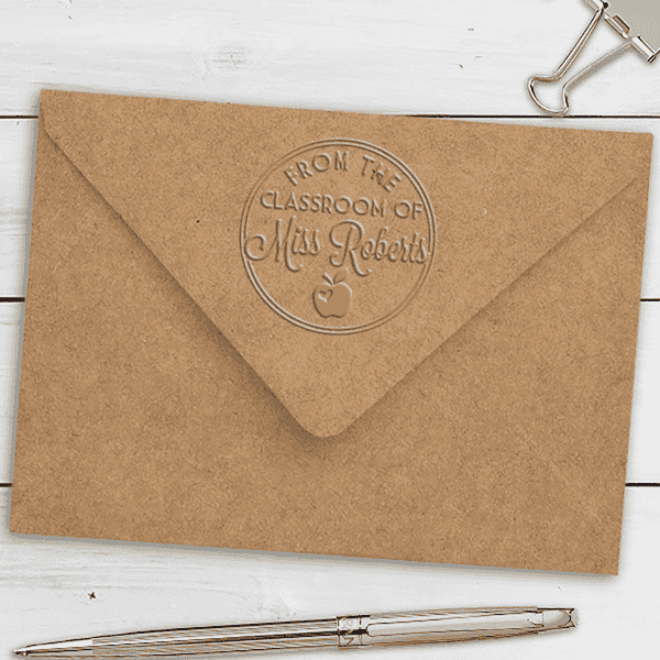 Library Book Embosser Imprint on Envelope