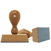 Customizable Euro Hand Stamp with Wooden Handle and 1" x 2 3/8" Impression Size