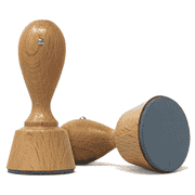 Customizable Euro Hand Stamp with Wooden Handle and 1 7/8" Impression Size