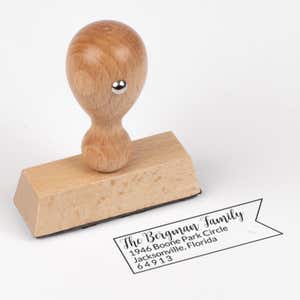 Bergman Fancy Border Address Stamp impression next to european stamp body