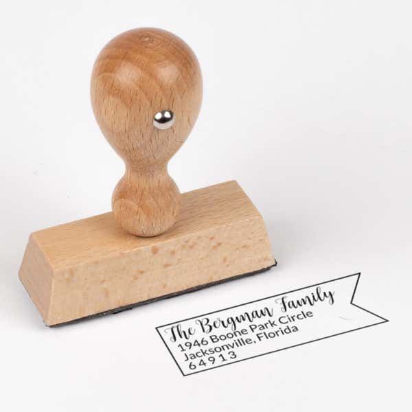 Bergman Fancy Border Address Stamp impression next to european stamp body