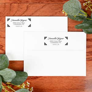 Wagner Fancy Border Address Stamp on front and back of two envelopes
