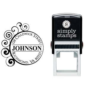 Circle Curve Filigree Return Address Stamp Body and Design