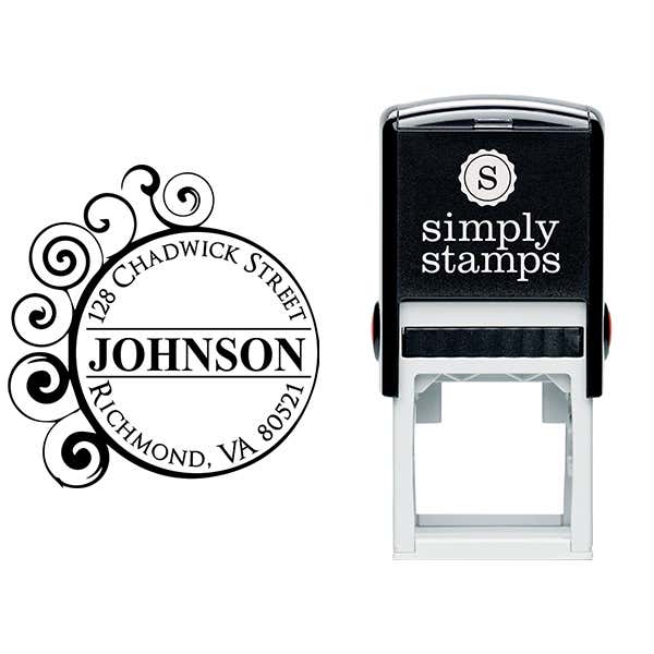 Circle Curve Filigree Return Address Stamp Body and Design