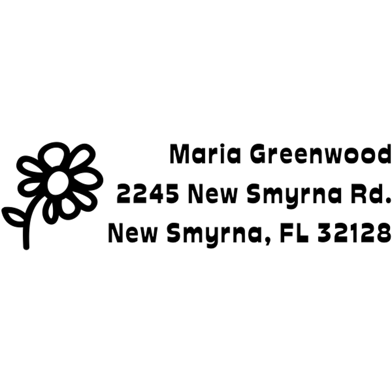 Daisy Flower Recangle Address Stamp
