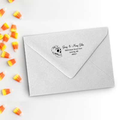 Skull Mr. & Mrs. Halloween Return Address Stamp - alternate view