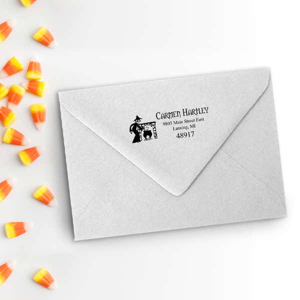 Witches Brew Halloween Return Address Stamp Imprint Example