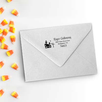 Haunted Scene Halloween Return Address Stamp - alternate view