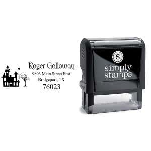 Haunted Scene Halloween Return Address Stamp Body and Design