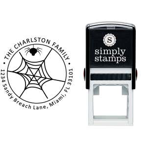 Spider Web Halloween Return Address Stamp Body and Design