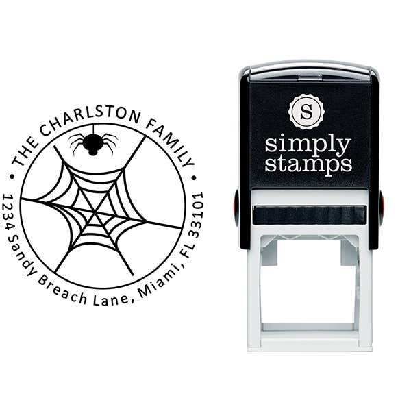 Spider Web Halloween Return Address Stamp Body and Design