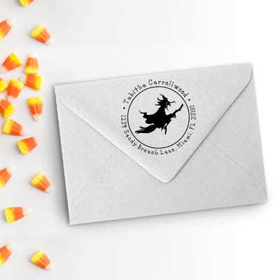 Witch Broom Return Address Stamp - alternate view